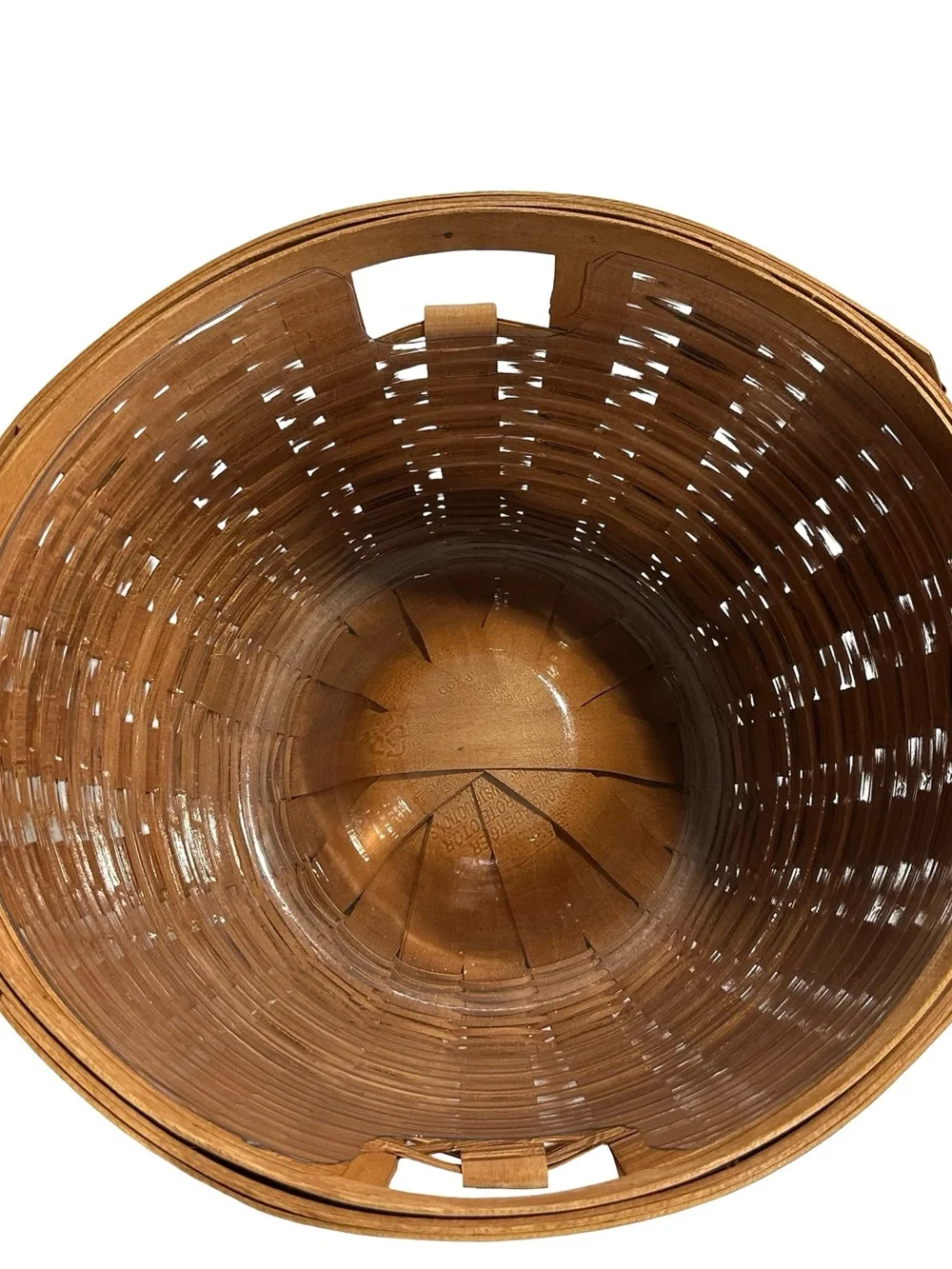 Vtg 1991 Longaberger Classic Corn Basket Large Round Clear Protector EUC 17 x 11
